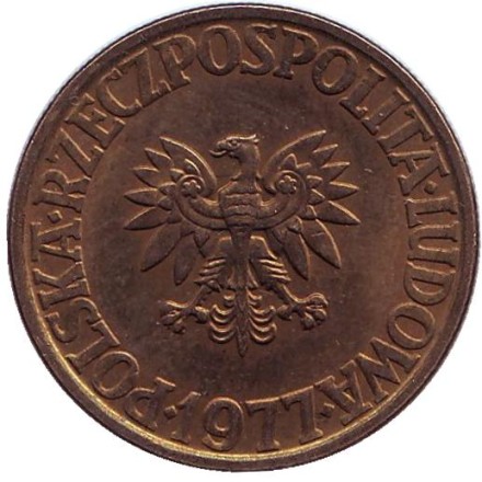 Монета 5 злотых. 1977 год, Польша.