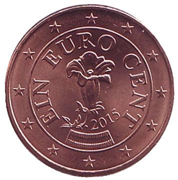 Монета 1 цент, 2015 год, Австрия.