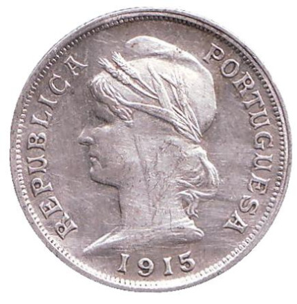 Монета 10 сентаво. 1915 год, Португалия. F. Монета 10 сентаво. 1915 год, Португалия. F.