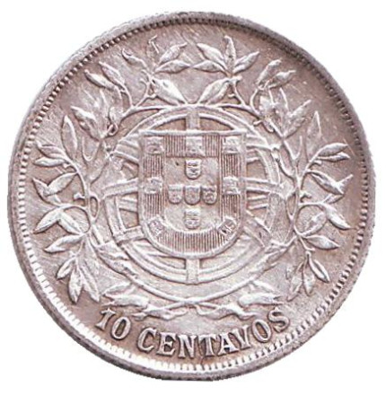 Монета 10 сентаво. 1915 год, Португалия. F.