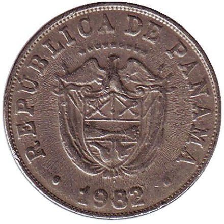 Монета 5 сентесимо. 1982 год, Панама.