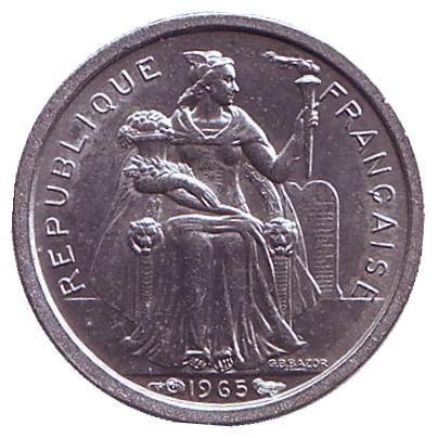 Монета 50 сантимов. 1965 год, Французская Полинезия. Монета 50 сантимов. 1965 год, Французская Полинезия.