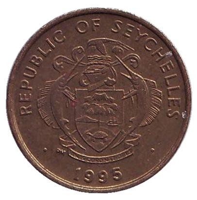 Монета 5 центов. 1995 год, Сейшельские острова. Маниоковая пальма. Монета 5 центов. 1995 год, Сейшельские острова. Маниоковая пальма.