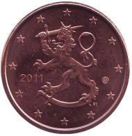 Монета 5 центов. 2011 год, Финляндия. Монета 5 центов. 2011 год, Финляндия.