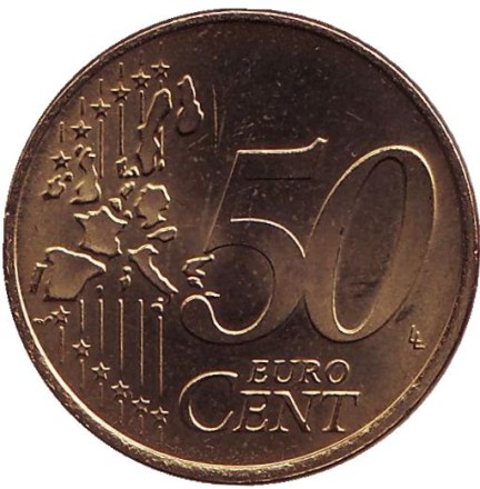 Монета 50 центов. 2002 год, Люксембург. Монета 50 центов. 2002 год, Люксембург.