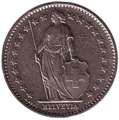 Монета 1/2 франка. 1981 год, Швейцария. Монета 1/2 франка. 1981 год, Швейцария.