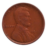 Монета 1 цент. 1919 год (S), США. Линкольн. Монета 1 цент. 1919 год (S), США. Линкольн.