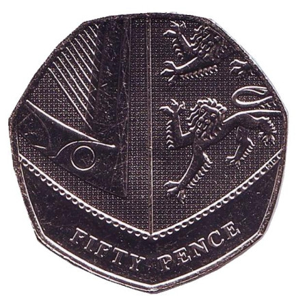 Монета 50 пенсов. 2019 год, Великобритания.