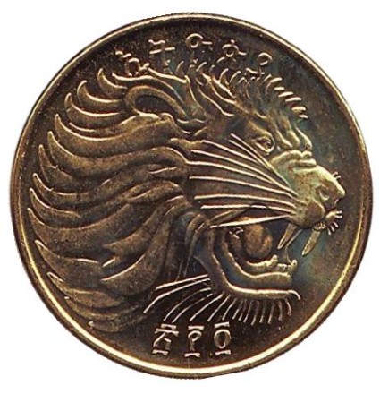 Монета 5 центов. 2012 год, Эфиопия. Лев.