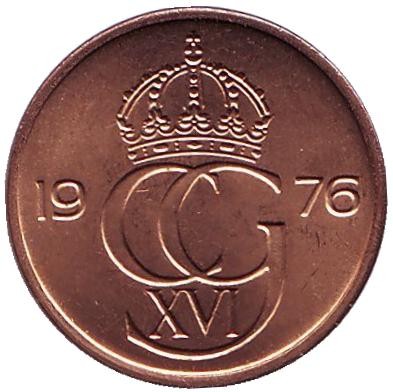 Монета 5 эре. 1976 год, Швеция. UNC. Монета 5 эре. 1976 год, Швеция. UNC.