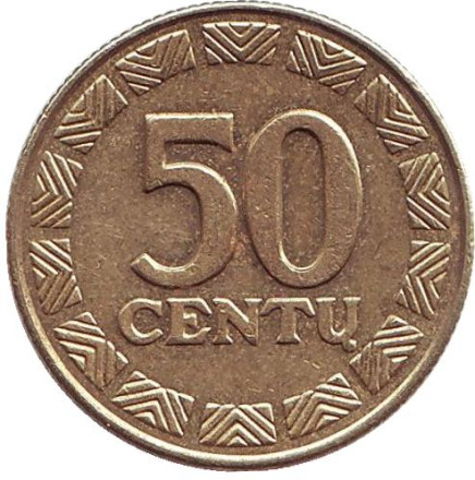Монета 50 центов, 1997 год, Литва. Из обращения. Монета 50 центов, 1997 год, Литва. Из обращения.