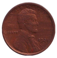 Монета 1 цент. 1921 год (S), США. Линкольн. Монета 1 цент. 1921 год (S), США. Линкольн.