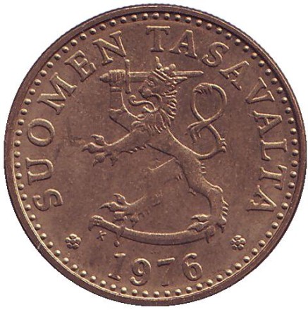 Монета 20 пенни. 1976 год. Финляндия.