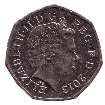 Монета 50 пенсов. 2013 год, Великобритания. 100 лет со дня рождения Кристофера Айронсайда. Монета 50 пенсов. 2013 год, Великобритания. 100 лет со дня рождения Кристофера Айронсайда.