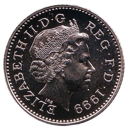 Монета 10 пенсов. 1999 год, Великобритания. Лев. BU. Монета 10 пенсов. 1999 год, Великобритания. Лев. BU.