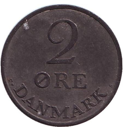 Монета 2 эре. 1960 год, Дания.