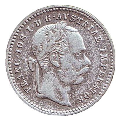 Монета 10 крейцеров. 1872 год, Австро-Венгерская империя. Австрийский тип. Монета 10 крейцеров. 1872 год, Австро-Венгерская империя. Австрийский тип.