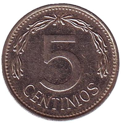 Монета 5 сентимо. 1983 год, Венесуэла.