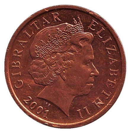 Монета 2 пенса. 2001 год, Гибралтар. Маяк. (AB).