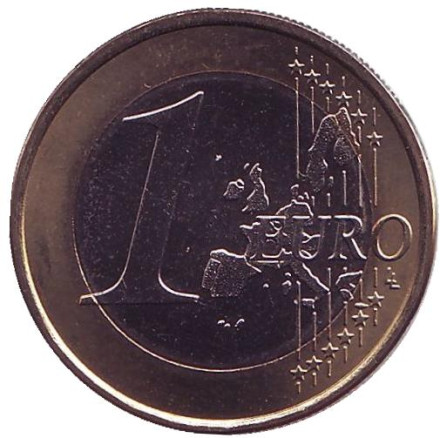 Монета 1 евро. 2002 год (J), Германия. Монета 1 евро. 2002 год (J), Германия.