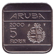 Монета 5 флоринов. 2000 год, Аруба. Монета 5 флоринов. 2000 год, Аруба.