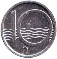 Монета 10 геллеров. 2002 год, Чехия. Монета 10 геллеров. 2002 год, Чехия.