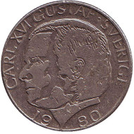 Монета 1 крона. 1980 год, Швеция. Монета 1 крона. 1980 год, Швеция.