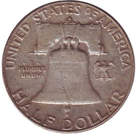 Монета 50 центов. 1963 год (D), США. Франклин.