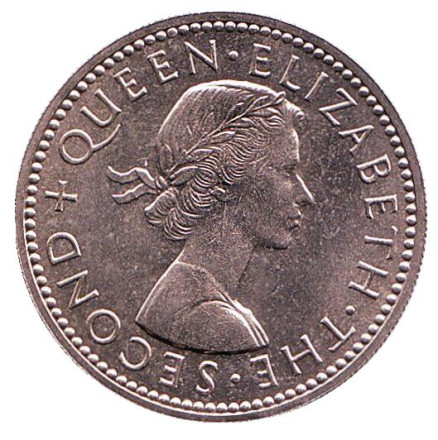 Монета 1 шиллинг. 1965 год, Новая Зеландия. UNC. Воин Маори.