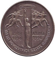 Монета 2 злотых. 1995 год, Польша. 100 лет Олимпийским играм современности. Монета 2 злотых. 1995 год, Польша. 100 лет Олимпийским играм современности.