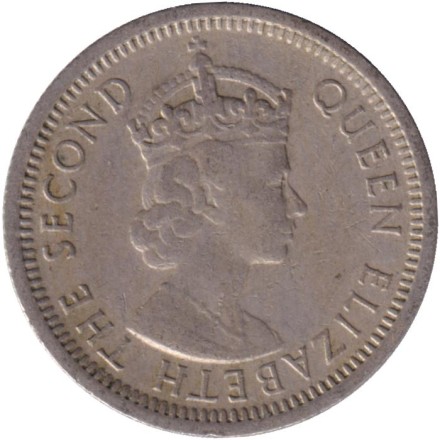 Монета 10 центов. 1955 год, Восточно-Карибские государства. Парусник.