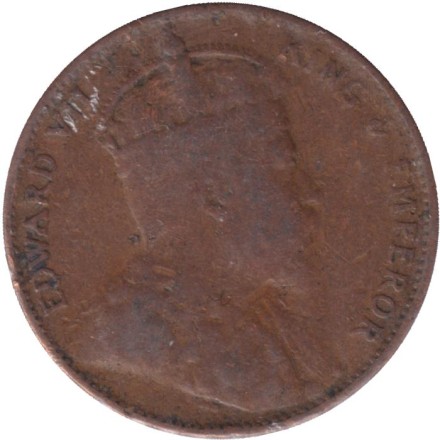 Монета 1 цент. 1908 год, Цейлон.