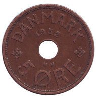 Монета 5 эре. 1932 год, Дания. Монета 5 эре. 1932 год, Дания.