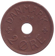 Монета 2 эре. 1934 год, Дания. Монета 2 эре. 1934 год, Дания.