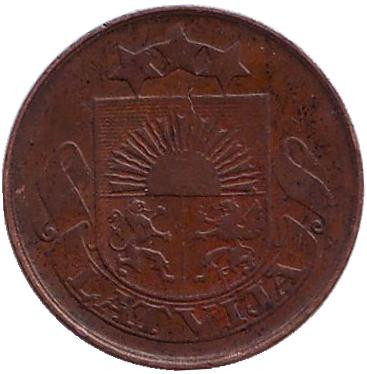 Монета 1 сантим. 1922 год, Латвия.