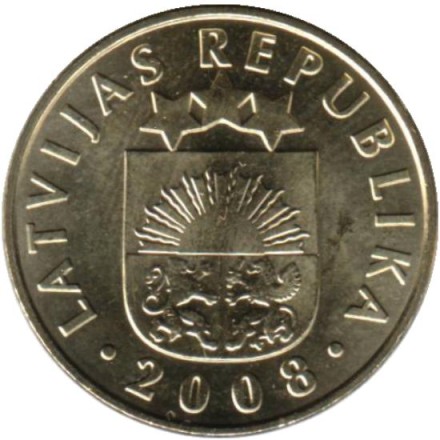 Монета 10 сантимов. 2008 год, Латвия. Монета 10 сантимов. 2008 год, Латвия.