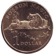 Монета 1 доллар. 2017 год, Австралия. Австралийский десерт "Лэмингтон" делает опоссума видимым.