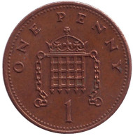Монета 1 пенни. 1991 год, Великобритания. Монета 1 пенни. 1991 год, Великобритания.