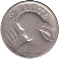 Монета 2 злотых. 1925 год, Польша. (Точка после даты).