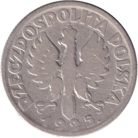 Монета 2 злотых. 1925 год, Польша. (Точка после даты). Монета 2 злотых. 1925 год, Польша. (Точка после даты).
