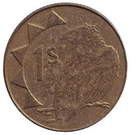 Монета 1 доллар. 2002 год, Намибия. Орёл-скоморох. Монета 1 доллар. 2002 год, Намибия. Орёл-скоморох.