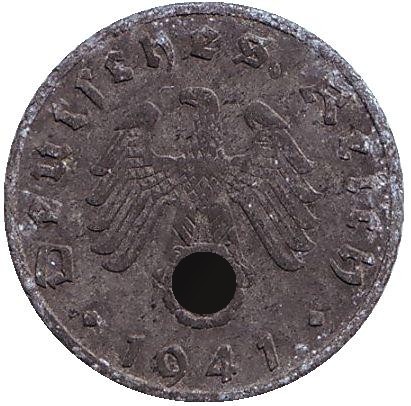 Монета 5 рейхспфеннигов. 1941 год, Германия (Третий Рейх). (B).