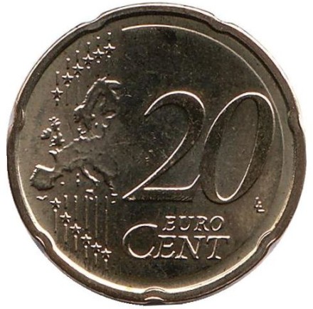Монета 20 центов. 2018 год, Люксембург. Монета 20 центов. 2018 год, Люксембург.