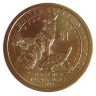 Монета 1 доллар, 2013 год (D), США. Сакагавея (Договор с делаварами), серия "Коренные американцы". 