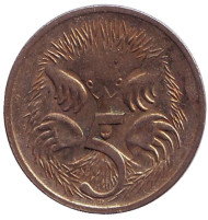Монета 5 центов. 2006 год, Австралия. Ехидна. Монета 5 центов. 2006 год, Австралия. Ехидна.