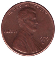 Монета 1 цент. 1979 год (D), США. Линкольн. Монета 1 цент. 1979 год (D), США. Линкольн.