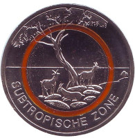 Субтропическая зона. Монета 5 евро. 2018 год (F), Германия. 
