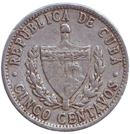 Монета 5 сентаво. 1966 год, Куба. Монета 5 сентаво. 1966 год, Куба.