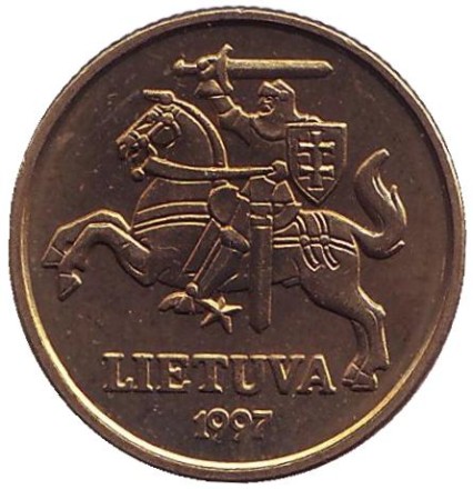 Монета 20 центов. 1997 год, Литва. UNC.