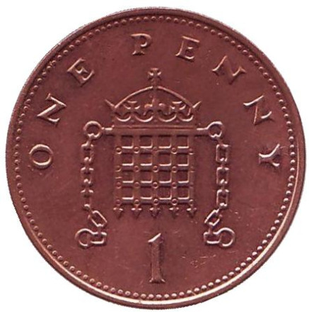 Монета 1 пенни. 1999 год, Великобритания. (Магнитная)